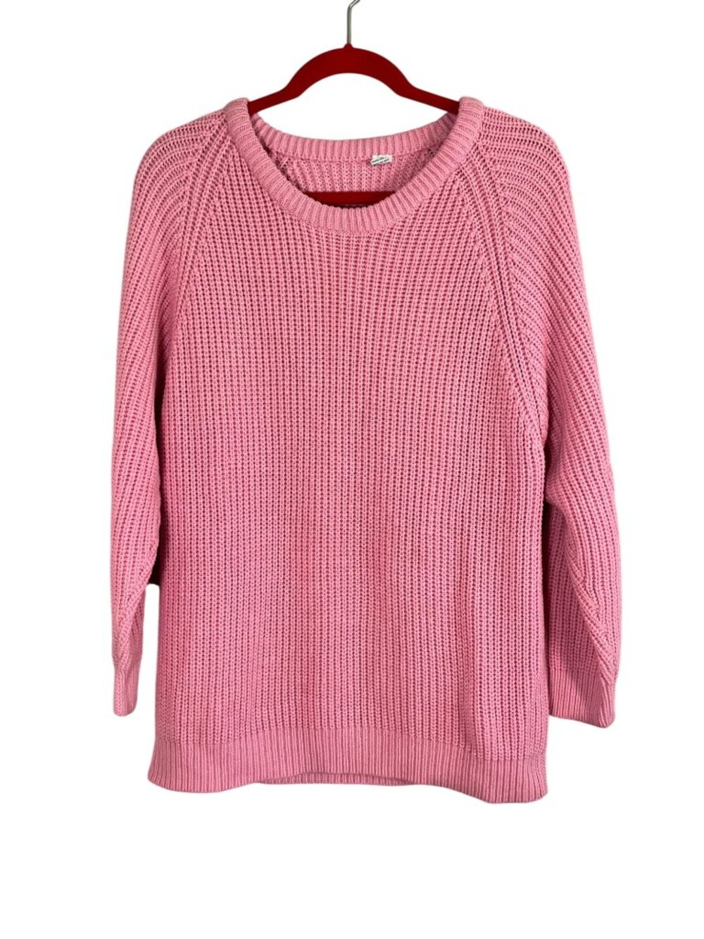 Retro Chunky Knit Sweater Pink L Cottage Coquette Boho Indie Feminine Classic